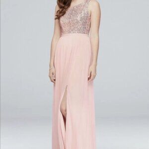 Size 18 Blush and Sequenes Bridesmaid Dress or Formal Dress by David’s Bridal